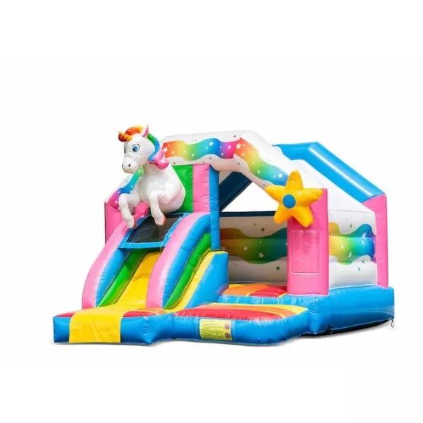 Springkussen Unicorn met glijbaan